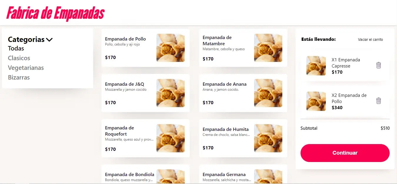 Fabrica de Empanadas - Delivery Ecommerce